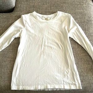 This is a white long sleeve Madewell T-Shirt that has been gently used